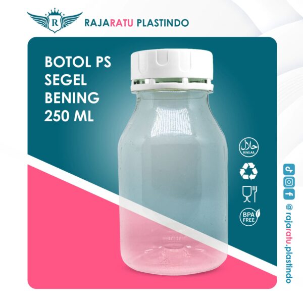 Botol PS Segel 250 ml Bening + Plug + Tutup