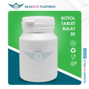 Botol Tablet Bulat 30 Putih + Setcap Lipring