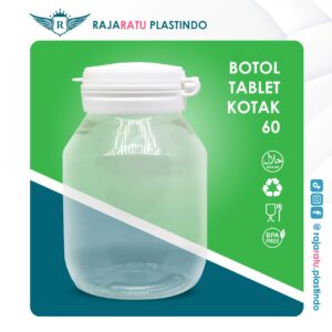 Botol Tablet Bulat 60 Bening + Setcap