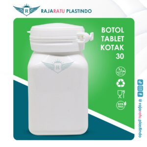 Botol Tablet Kotak 30 Putih + Setcap Lipring