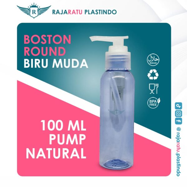 Botol BR 100 ml Biru Muda + Pump Natural
