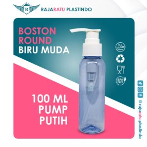 Botol BR 100 ml Biru Muda + Pump Putih