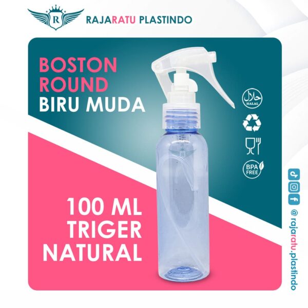 Botol BR 100 ml Biru Muda + Spray Trigger Natural