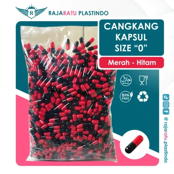 Cangkang Kapsul Size "0" Hitam Merah - Kapsulindo