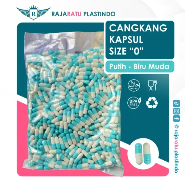 Cangkang Kapsul Size "0" Putih Biru Muda - Kapsulindo