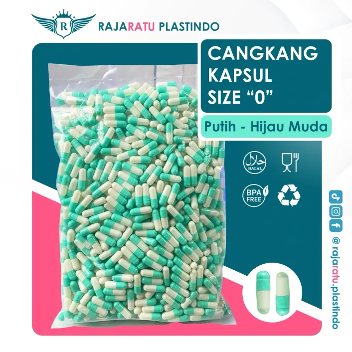 Cangkang Kapsul Size "0" Putih Hijau Muda - Kapsulindo