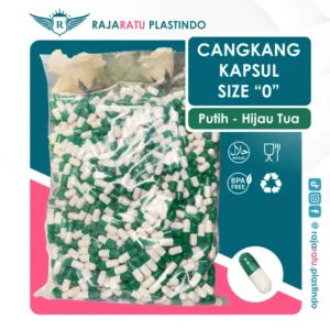 Cangkang Kapsul Size "0" Putih Hijau Tua - Kapsulindo