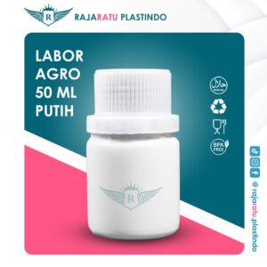 Botol Labor Agro 50 ml HDPE Putih – Tutup Variasi Warna