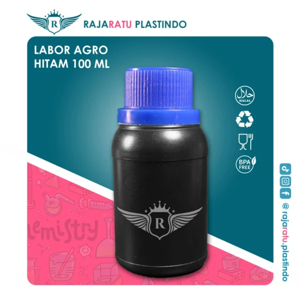 Botol Labor Agro 100 ml HDPE Hitam – Tutup Variasi Warna - Image 7