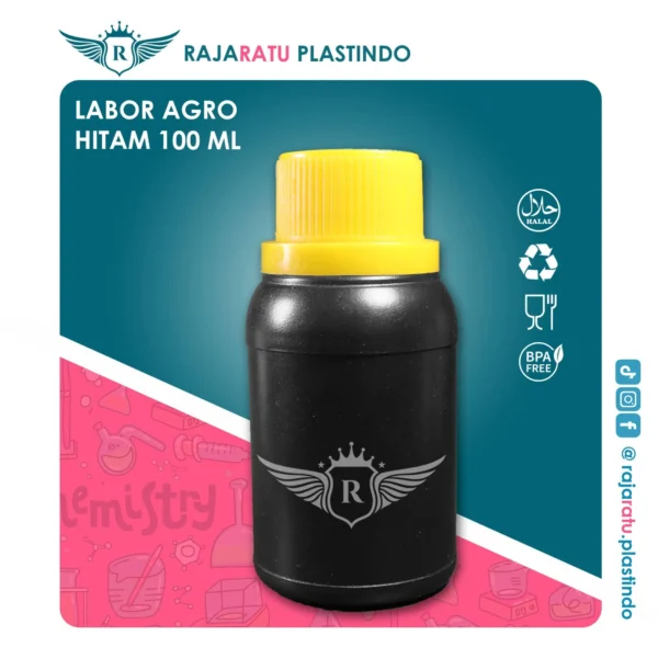 Botol Labor Agro 100 ml HDPE Hitam – Tutup Variasi Warna - Image 5