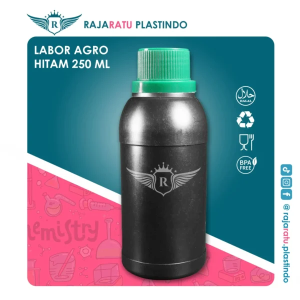 Botol Labor Agro 250 ml HDPE Hitam – Tutup Variasi Warna - Image 6