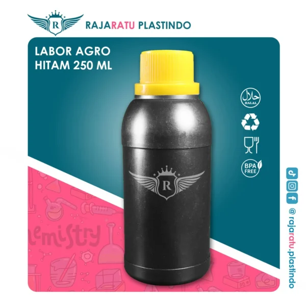 Botol Labor Agro 250 ml HDPE Hitam – Tutup Variasi Warna - Image 5