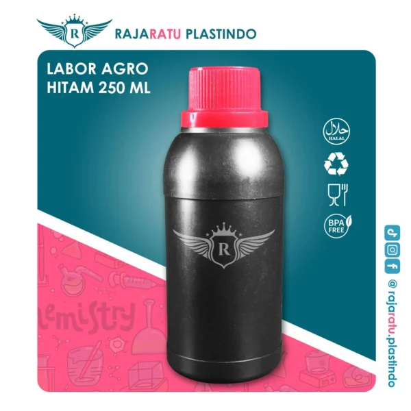 Botol Labor Agro 250 ml HDPE Hitam – Tutup Variasi Warna - Image 4