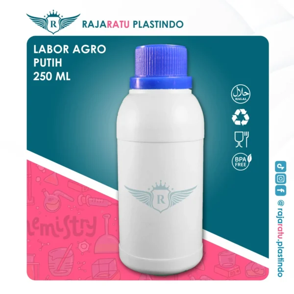 Botol Labor Agro 250 ml HDPE (Putih Susu) – Tutup Variasi Warna - Image 7