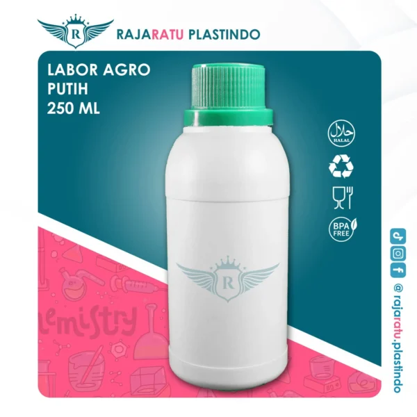 Botol Labor Agro 250 ml HDPE (Putih Susu) – Tutup Variasi Warna - Image 6