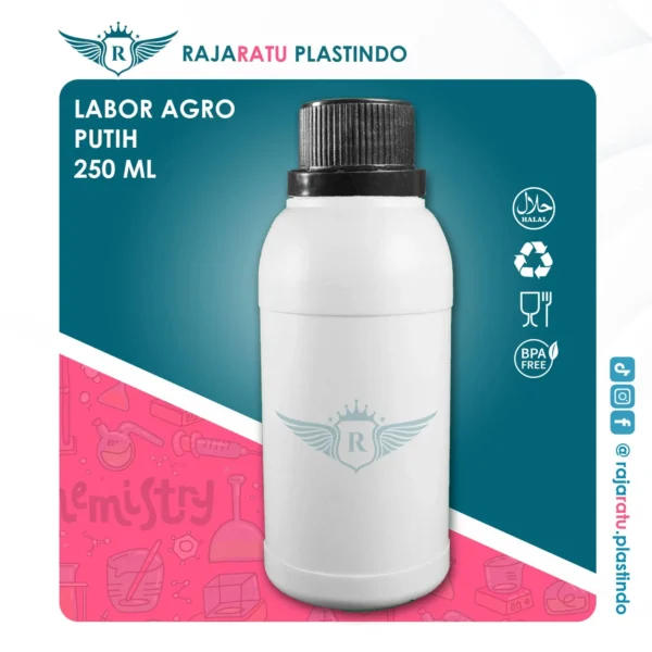 Botol Labor Agro 250 ml HDPE (Putih Susu) – Tutup Variasi Warna - Image 5