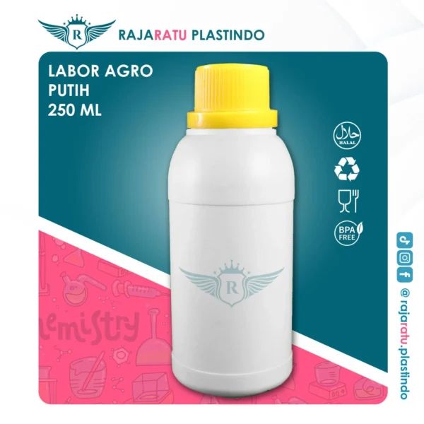 Botol Labor Agro 250 ml HDPE (Putih Susu) – Tutup Variasi Warna - Image 4