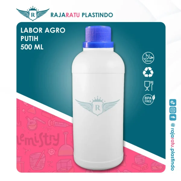Botol Labor 500 ml HDPE Putih– Tutup Beragam Warna - Image 6