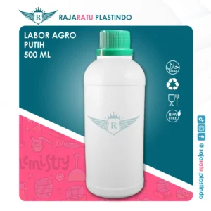 Botol Labor 500 ml HDPE Putih– Tutup Beragam Warna
