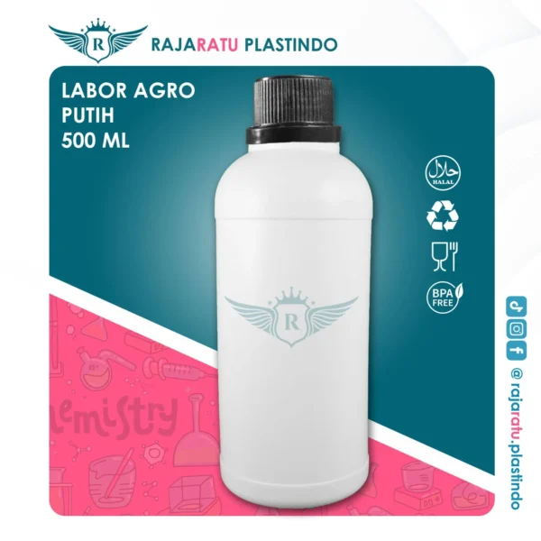 Botol Labor 500 ml HDPE Putih– Tutup Beragam Warna - Image 5