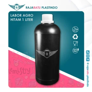 Botol Labor Agro 1 Liter HDPE Hitam  – Tutup Varian Warna